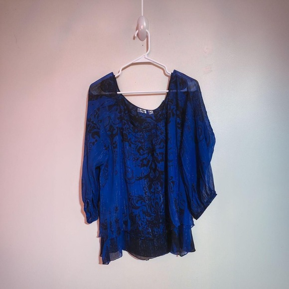 Cato Tops - Cato Royal Blue Floral Blouse